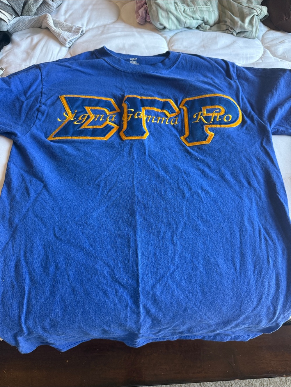 Sigma Gamma Rho Blue Kids T-Shirt with Gold Lettering